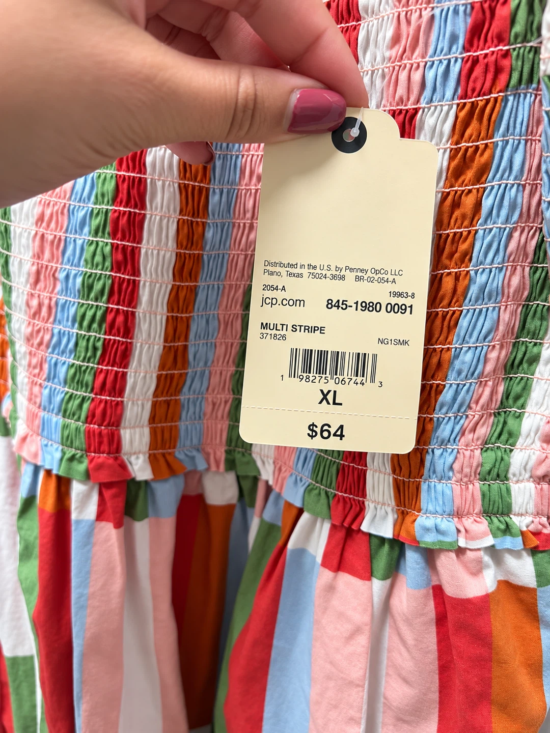 NWT Multicolor Striped Smocked Maxi Dress XL Flutter Sleeve - photo 3