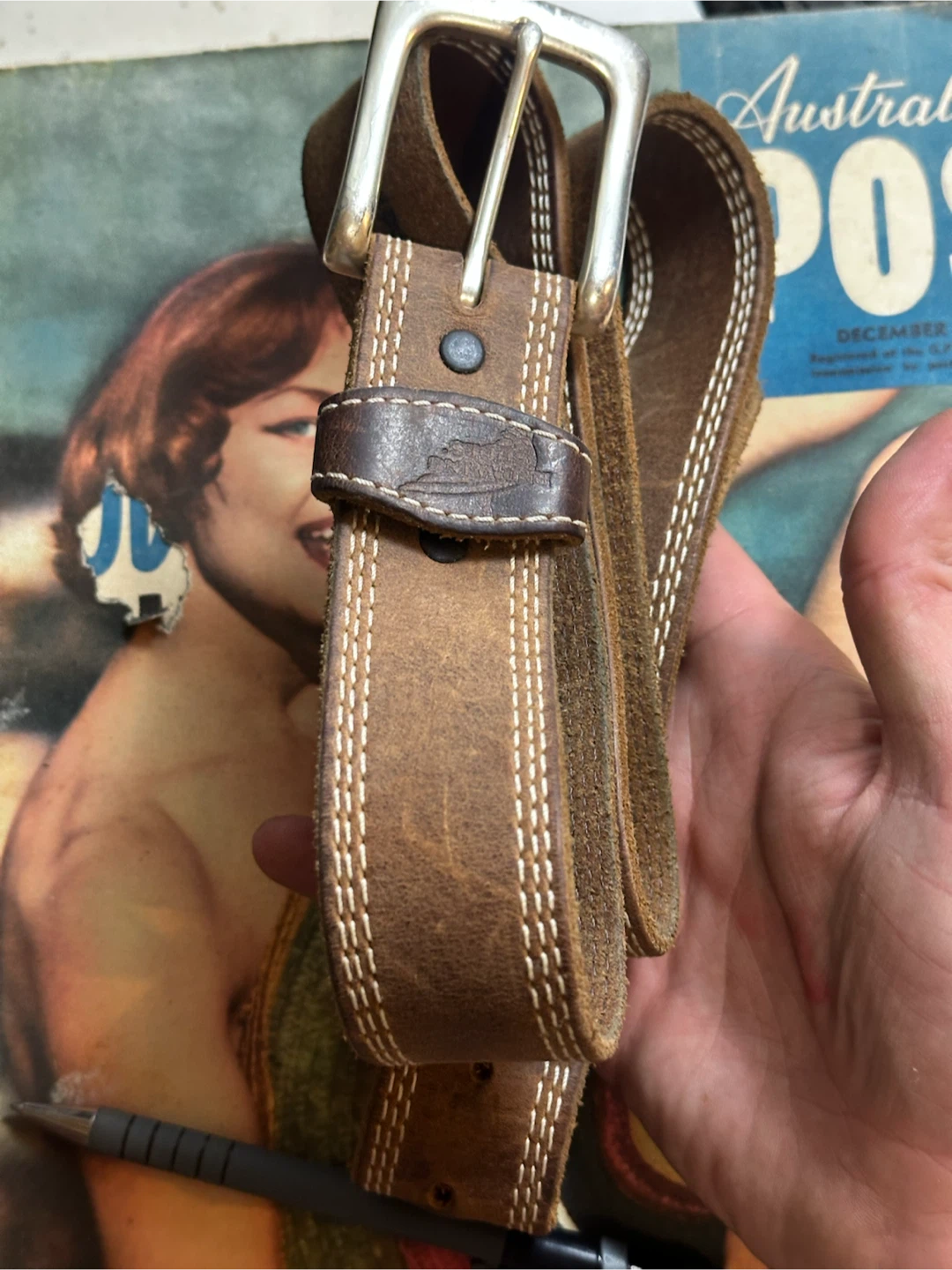 Redwing brown leather belt size 40