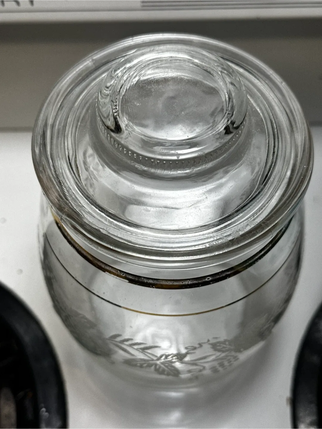 Vtg Bartlett Collins Etched Grapevine Glass Jar 6.25” - photo 3
