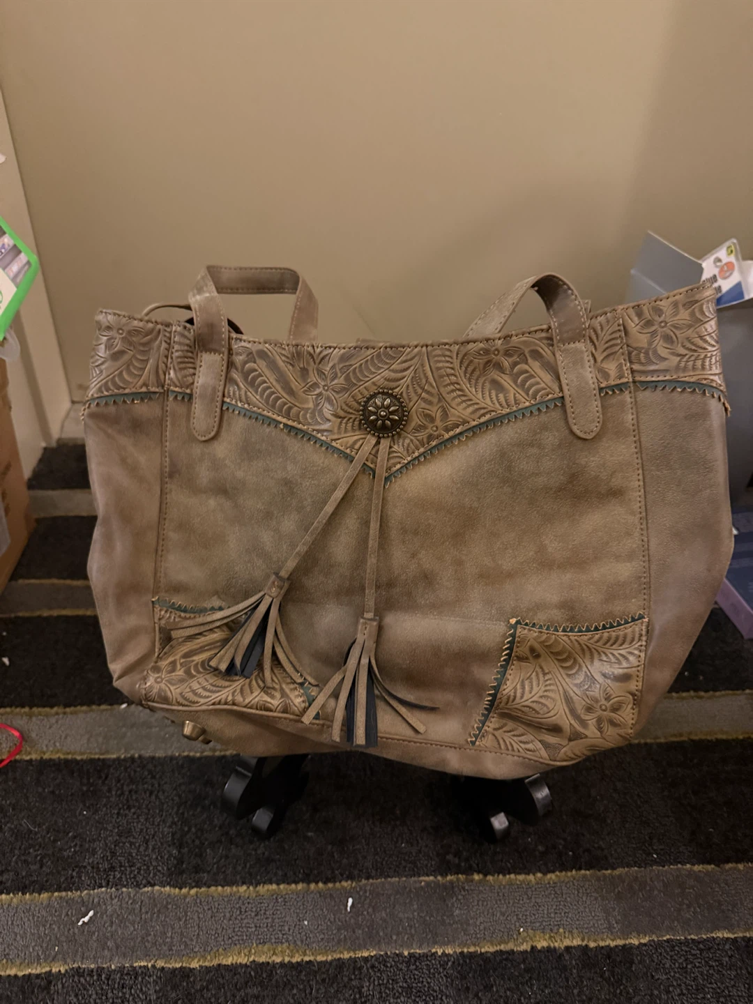 Western Style Embossed Tote Bag