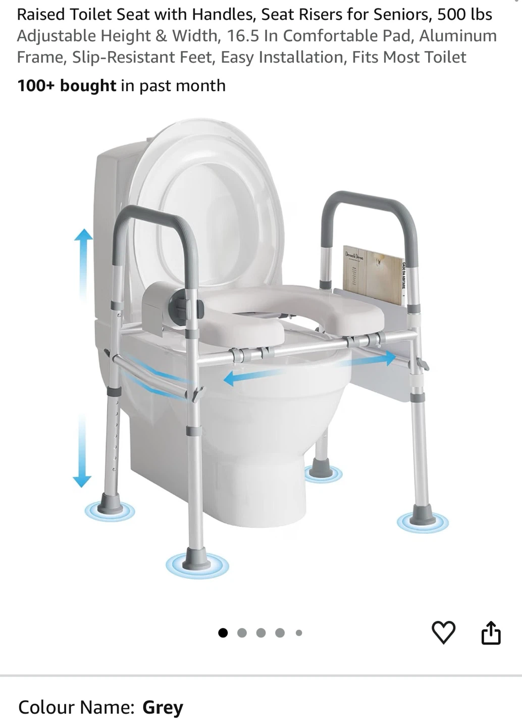 Adjustable Raised Toilet Seat with Handles