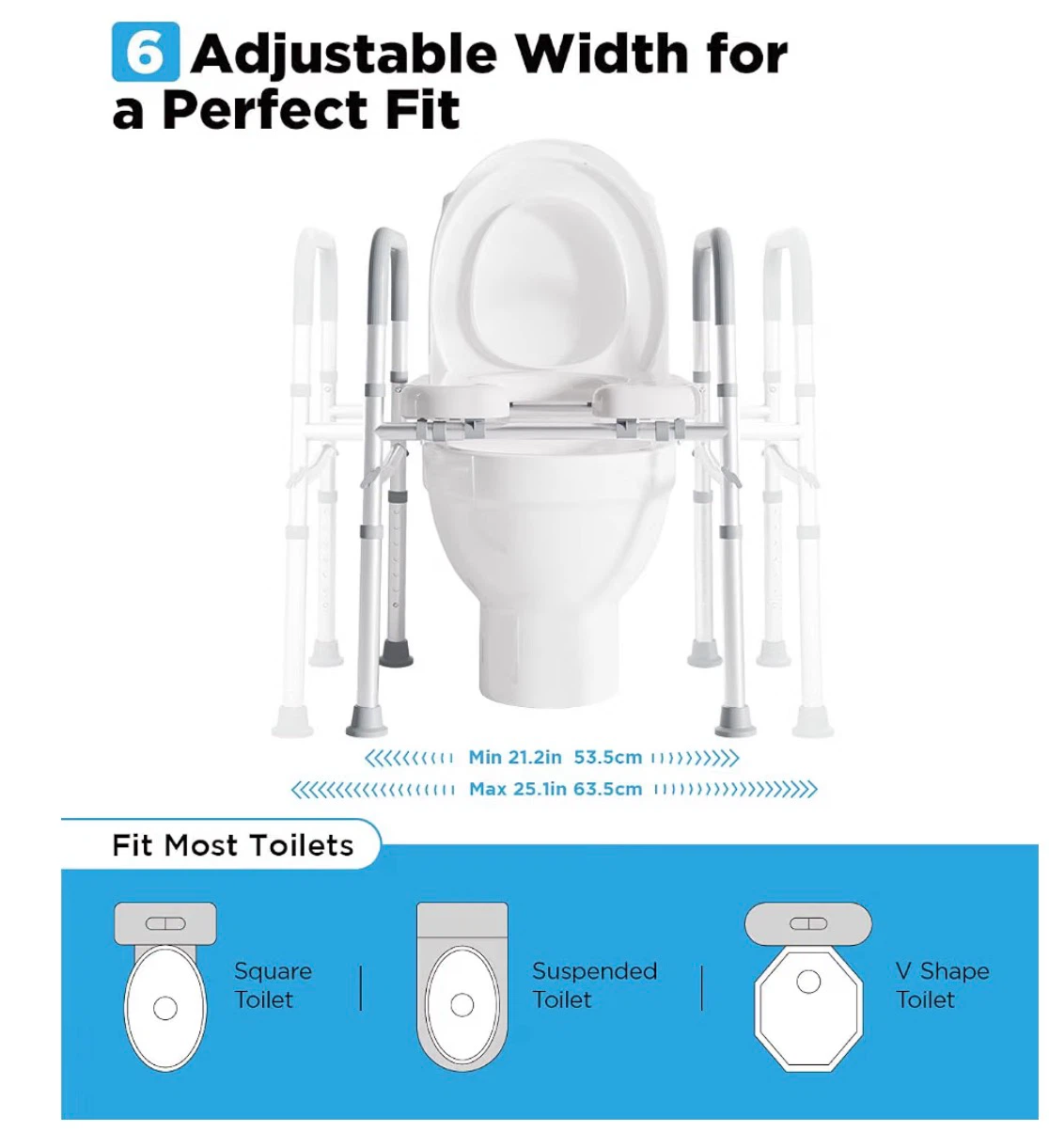Adjustable Raised Toilet Seat with Handles - photo 3