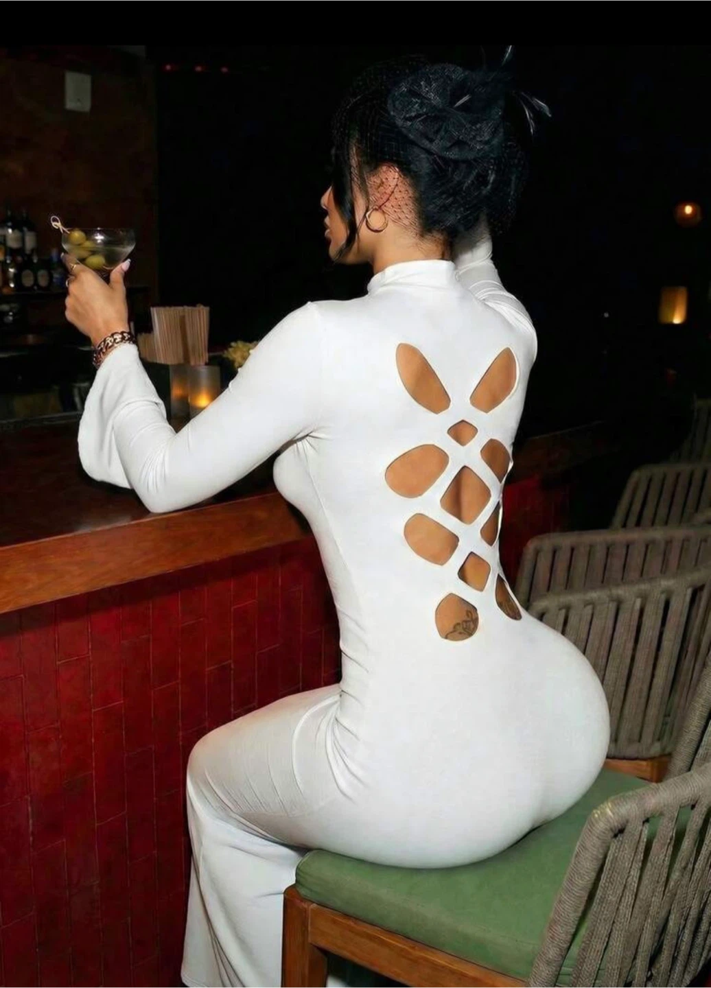 White Long Sleeve Mock Neck Cutout Maxi Dress - photo 4
