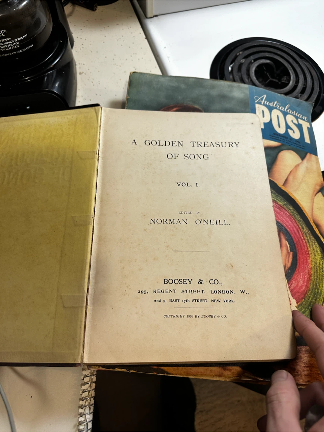 Antique 1903 A Golden Treasury of Song Vol I Boosey Co - photo 2