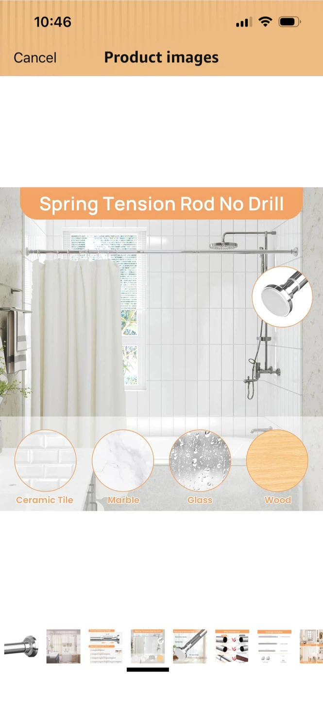 New-EnjoyBasics No Drill Tension Shower Rod