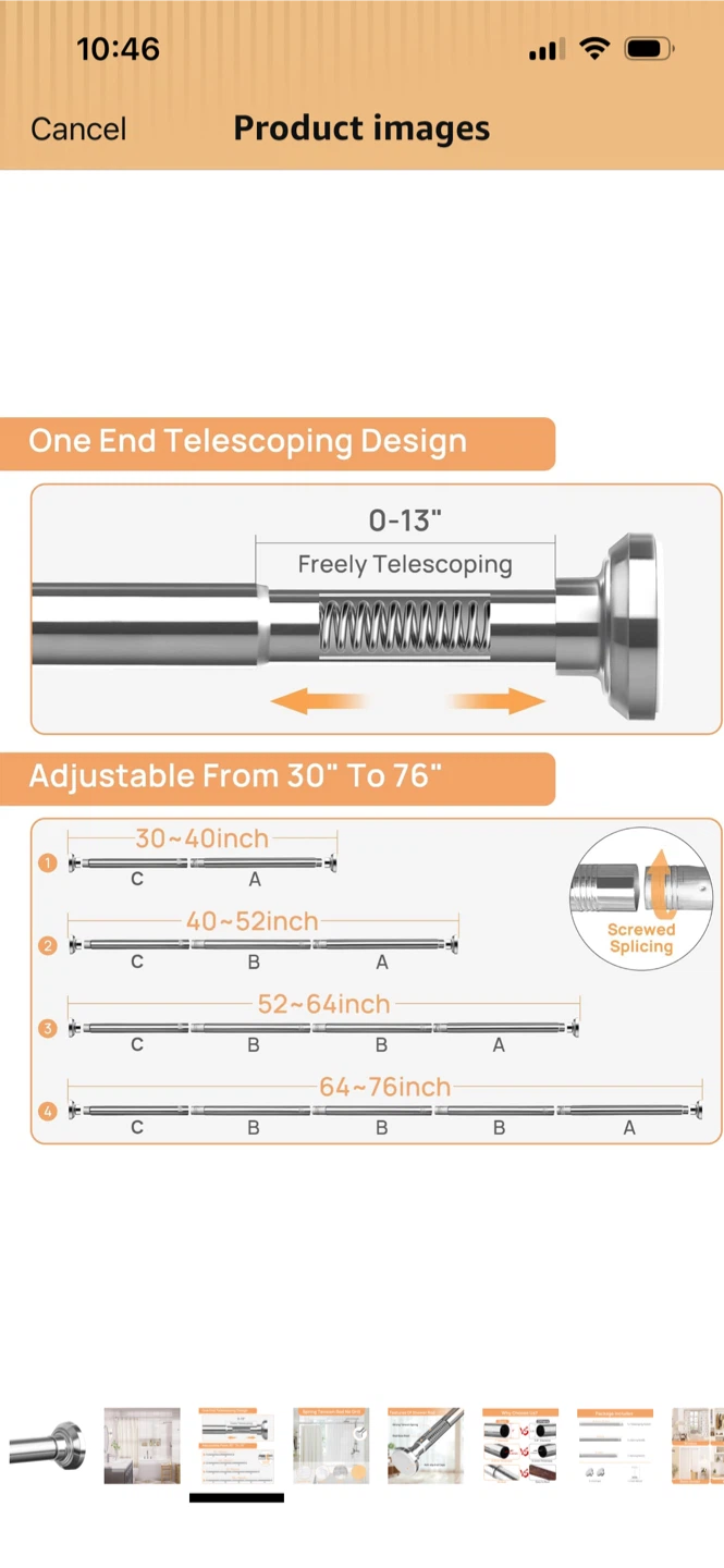 New-EnjoyBasics No Drill Tension Shower Rod - photo 2