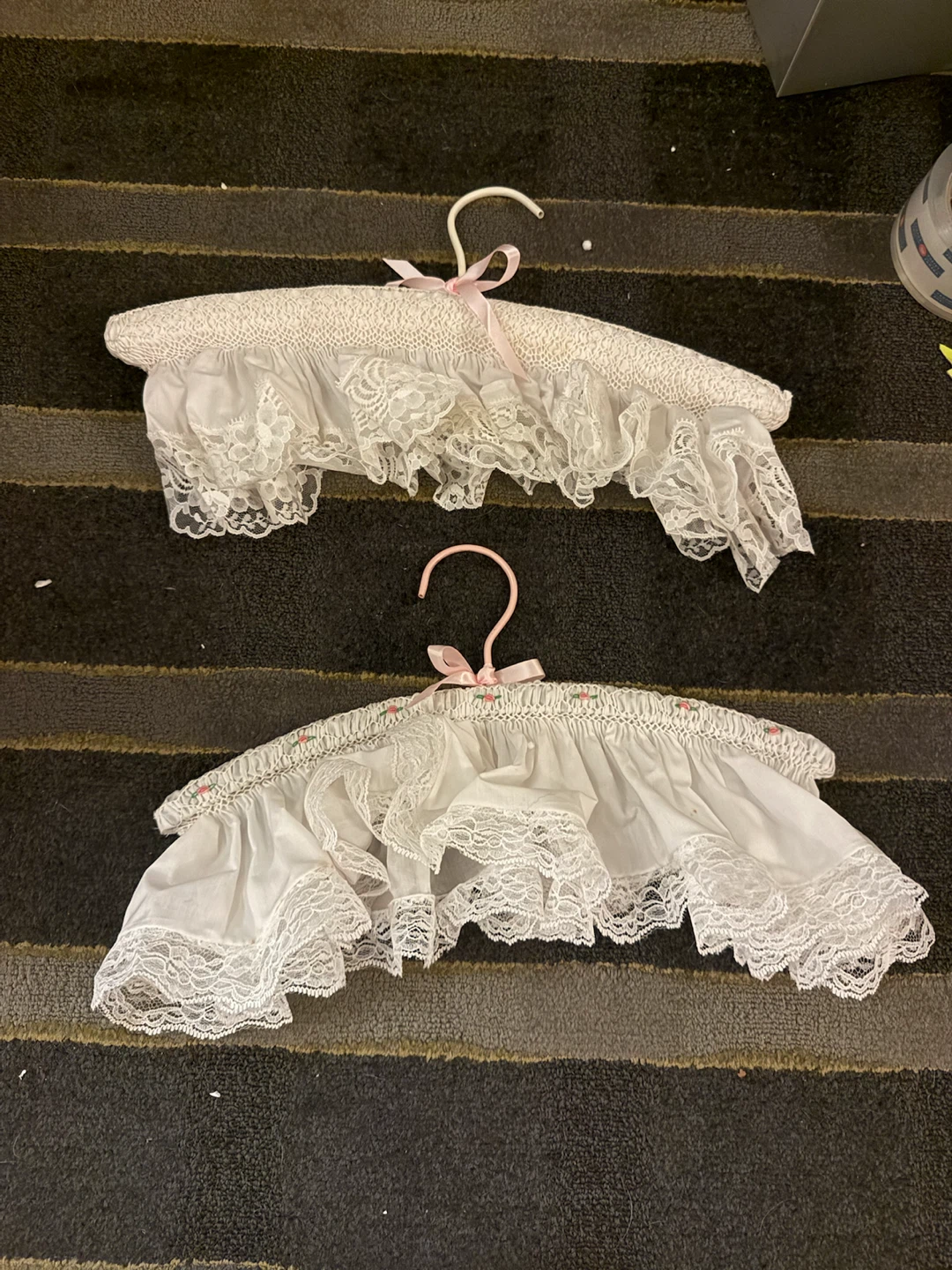 Set of 2 Vintage Padded Lace Hangers