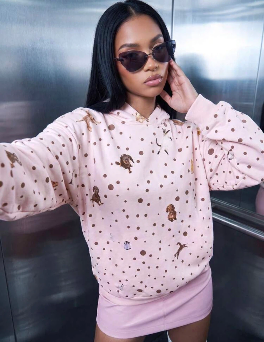 Pink Animal Print Fleece Hoodie（small） - photo 3