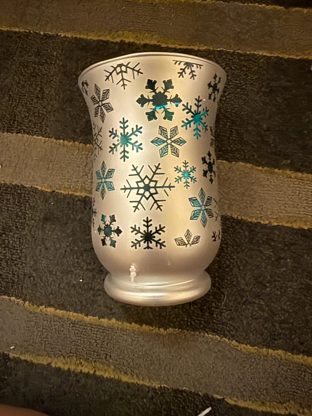 Winter Snowflake Glass Candle Holder
