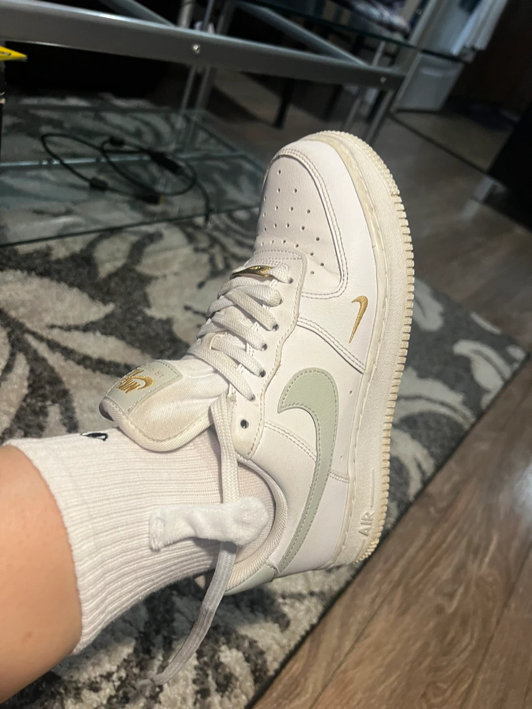 Nike Air Force 1 White and Gold