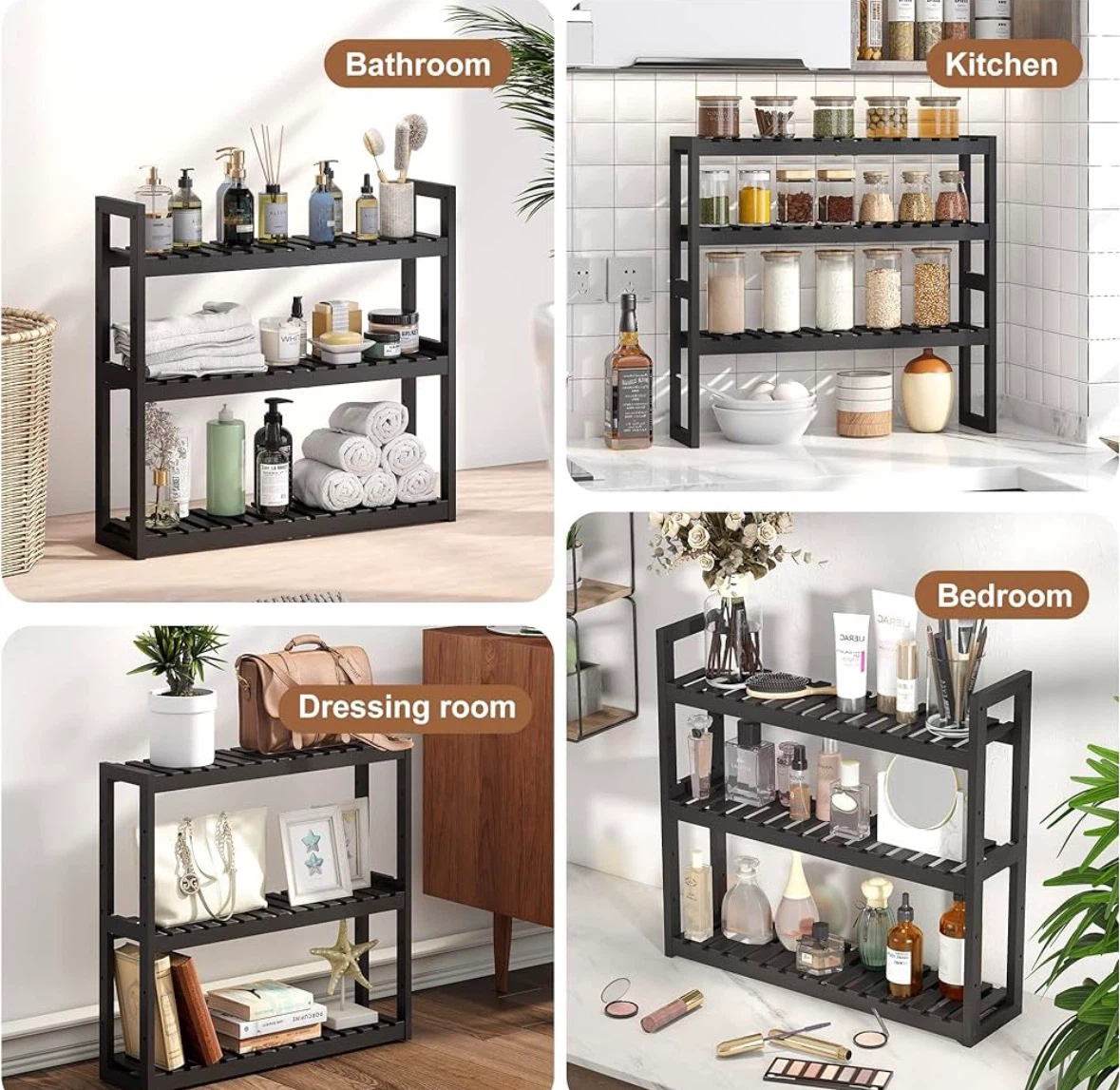 3-Tier Black Storage Rack