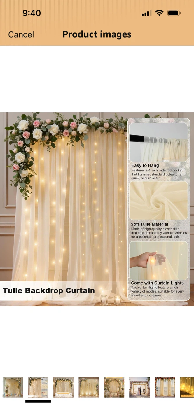 New-GALLETY Champagne Tulle Backdrop Curtain - photo 2