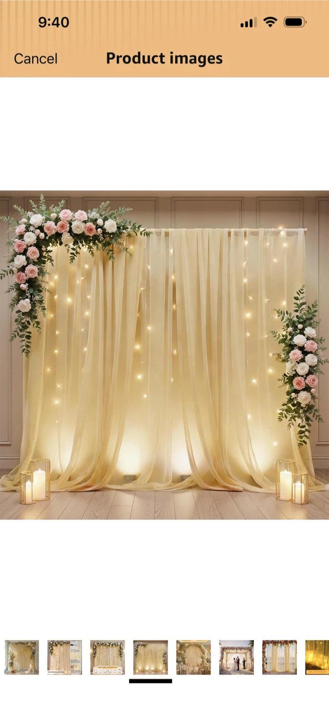 New-GALLETY Champagne Tulle Backdrop Curtain - photo 4