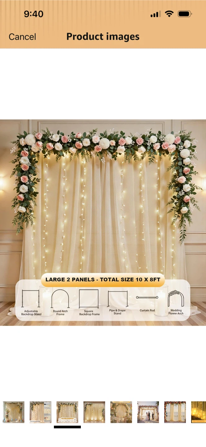 New-GALLETY Champagne Tulle Backdrop Curtain - photo 5