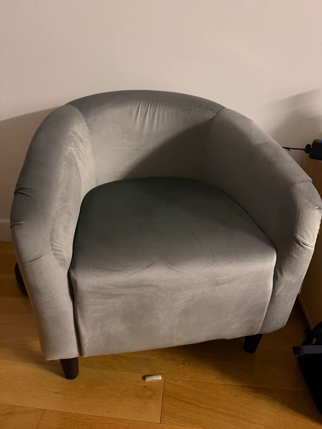 Set of 2 - Grey Velvet Barrel Chairs