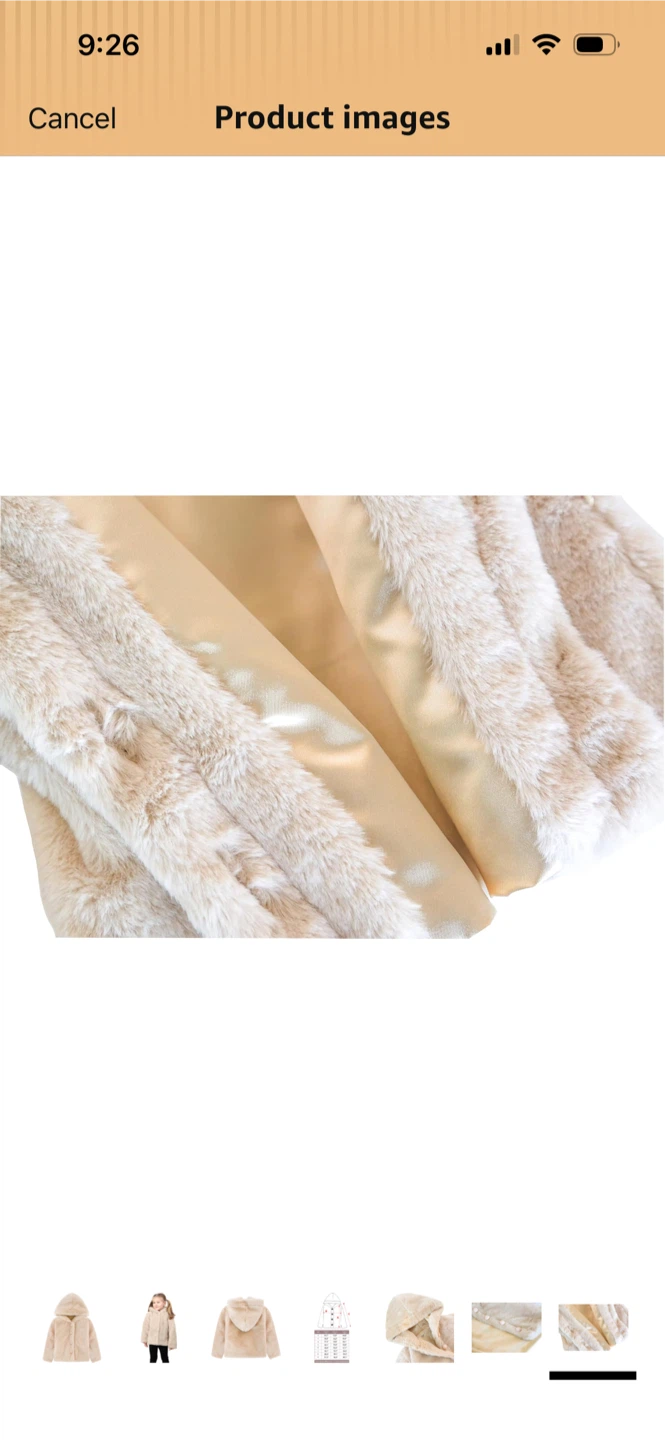 Brand new Lilax Girls Cozy Hooded Faux Fur Jacket - Beige - photo 4