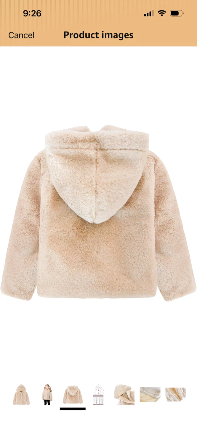 Brand new Lilax Girls Cozy Hooded Faux Fur Jacket - Beige - photo 5