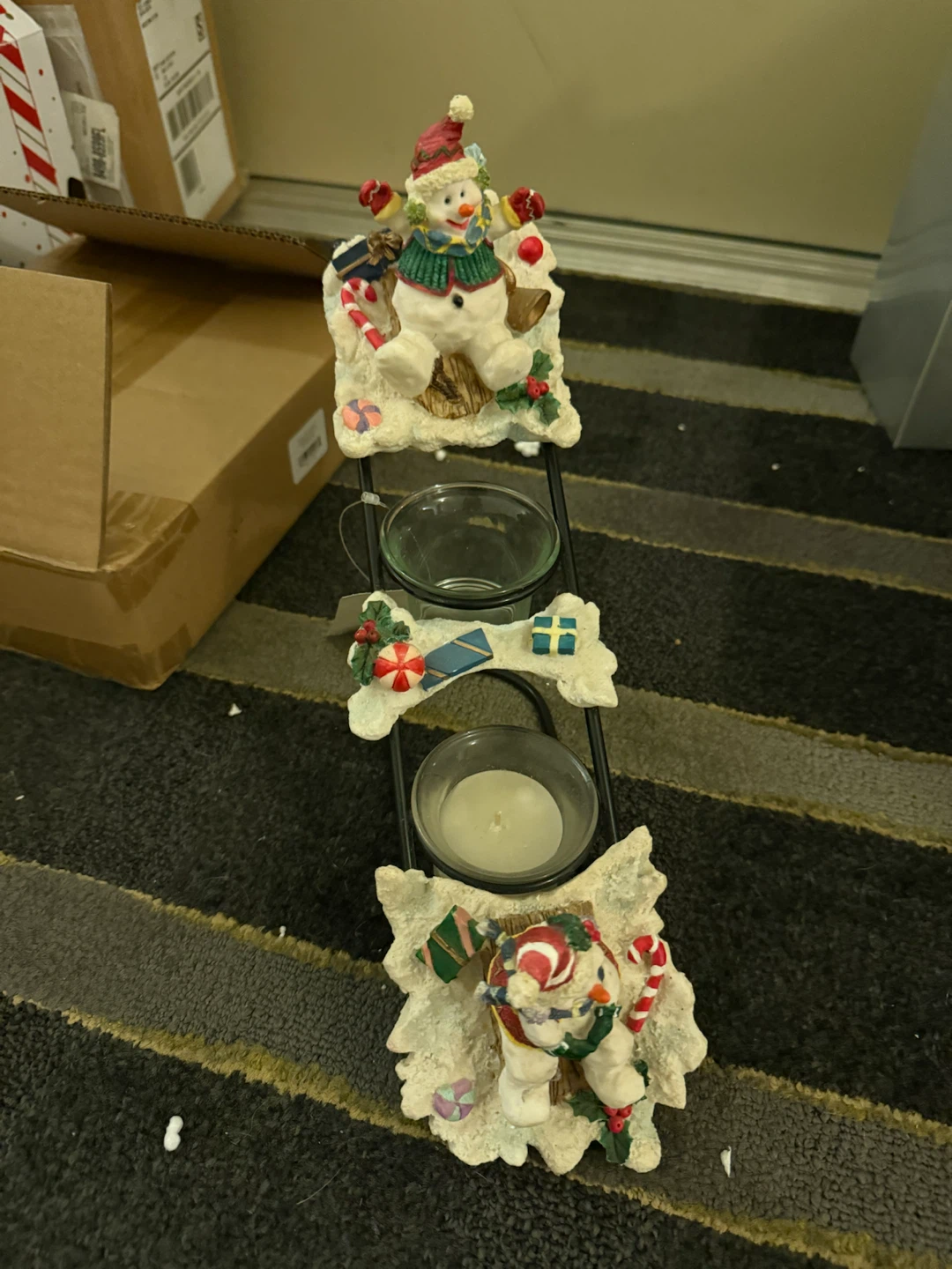 Christmas Snowman Tea Light Candle Holder - photo 2
