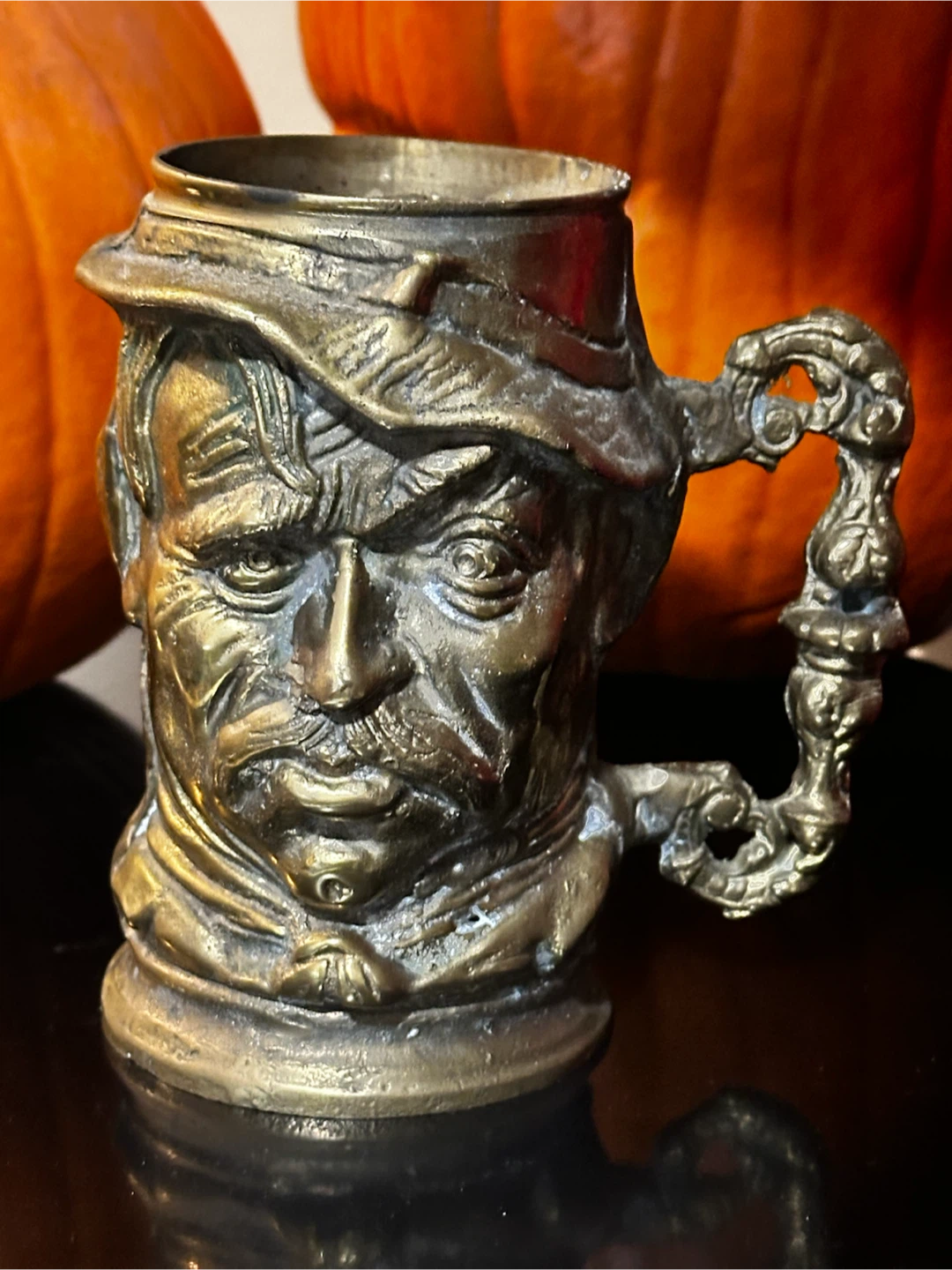 Vintage Civil War Soldier Commemorative Metal Bust Beer Stein