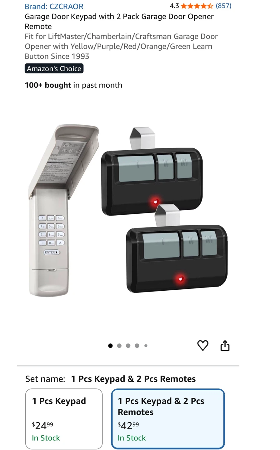 NEW - Garage Door Keypad and 2 Remote Set - photo 2