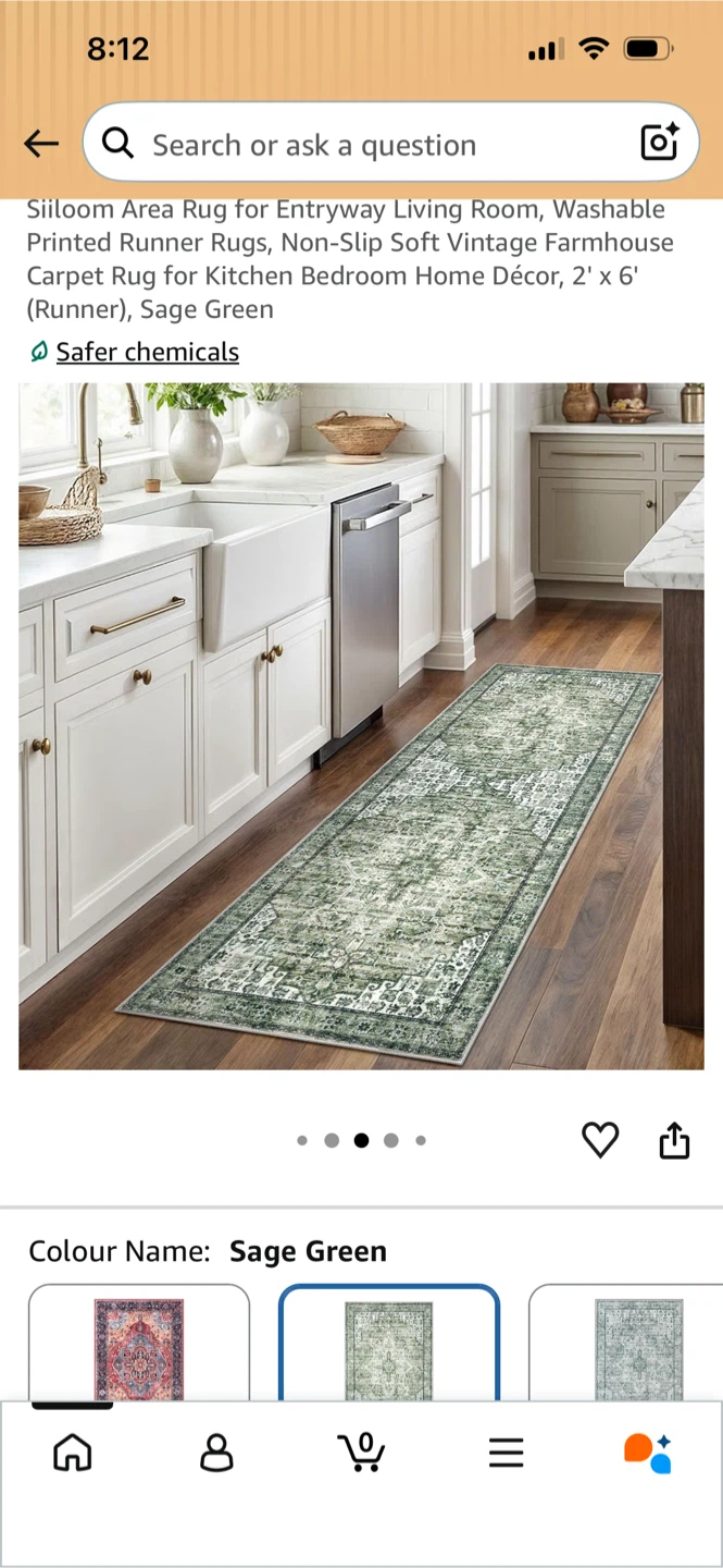 New-Siiloom Dark Green Runner Rug 2' x 6'