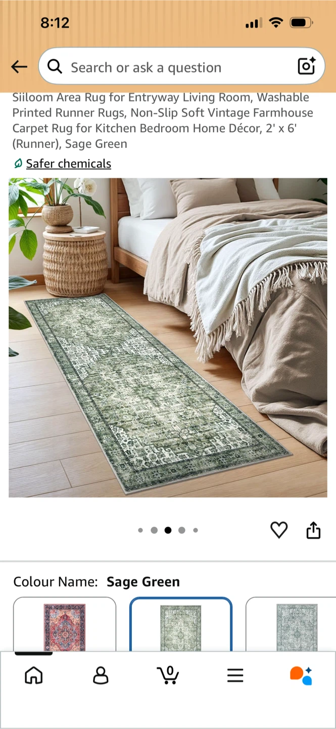 New-Siiloom Dark Green Runner Rug 2' x 6' - photo 2