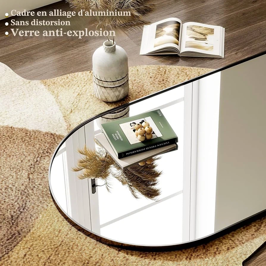 New black Arched Full-Length Floor Mirror 64” x 21” - photo 2