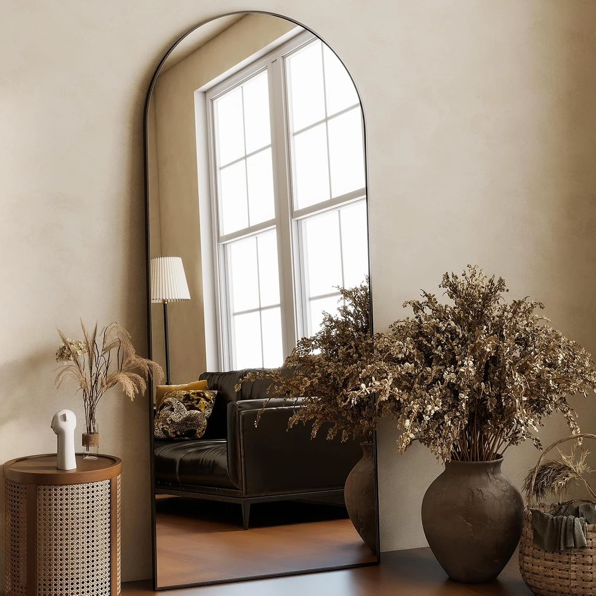 New black Arched Full-Length Floor Mirror 64” x 21” - photo 3