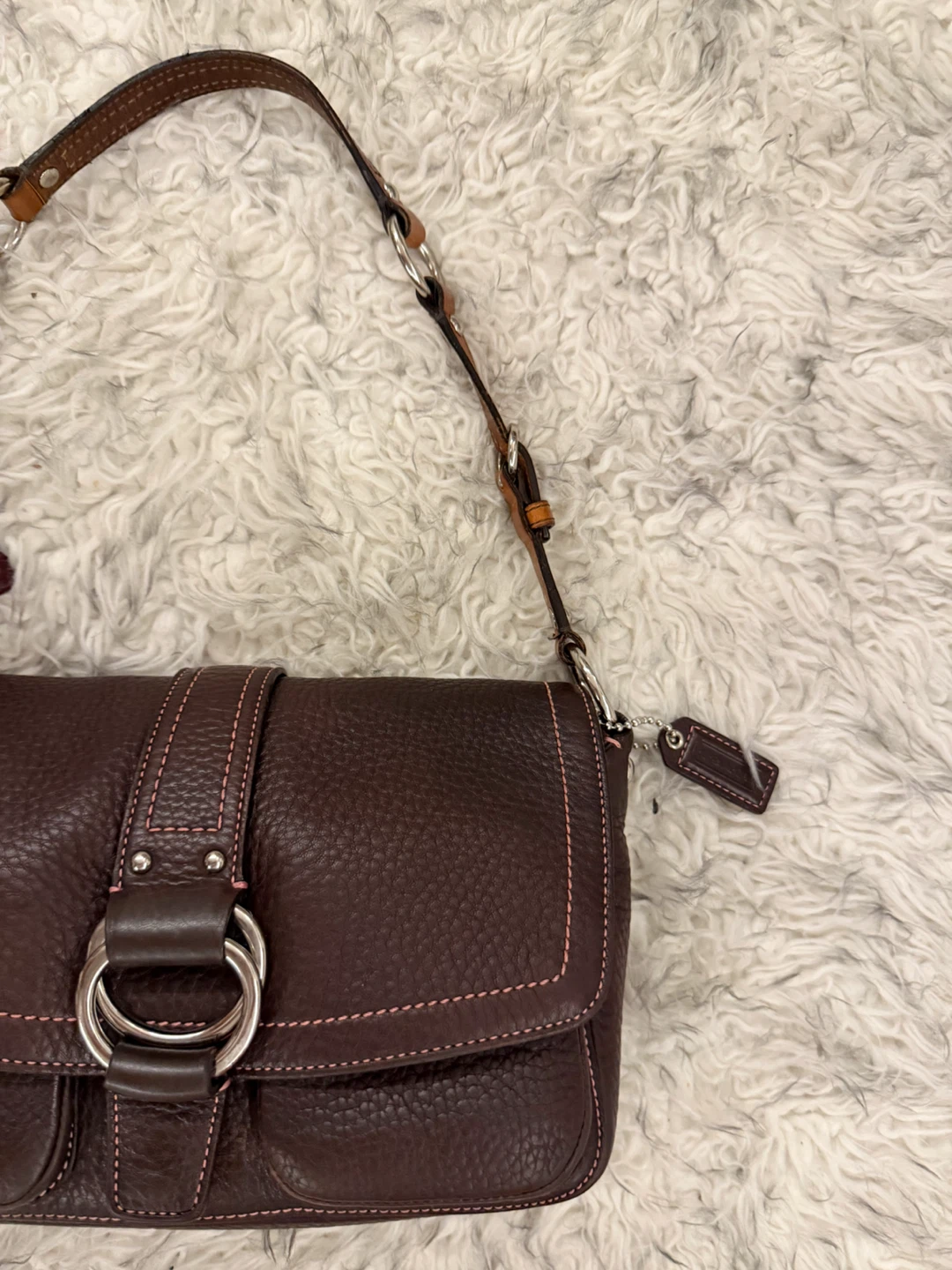 Coach Chelsea Pebbled Leather Flap Shoulder Bag - Brown - photo 2