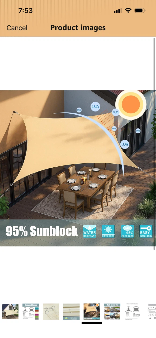 New-Sun Shade Sail Beige Large Size - photo 3