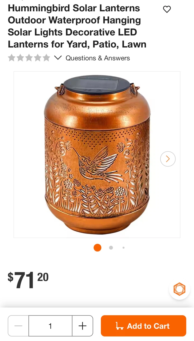 NEW - IP65 Waterproof Hummingbird Solar Outdoor Lantern - photo 2