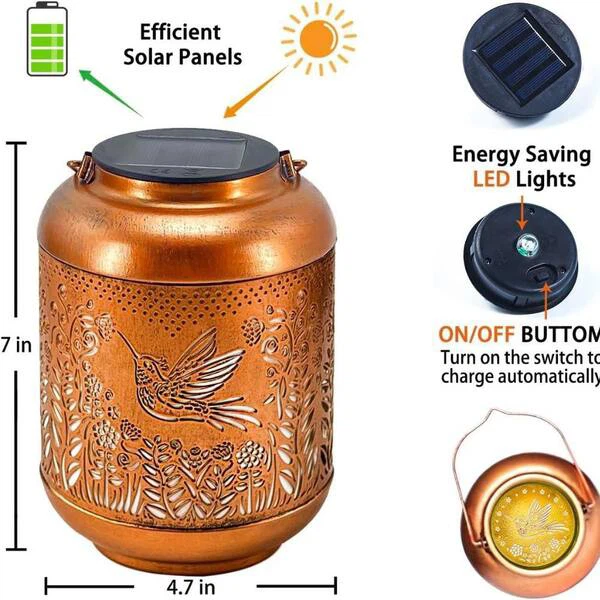 NEW - IP65 Waterproof Hummingbird Solar Outdoor Lantern - photo 3