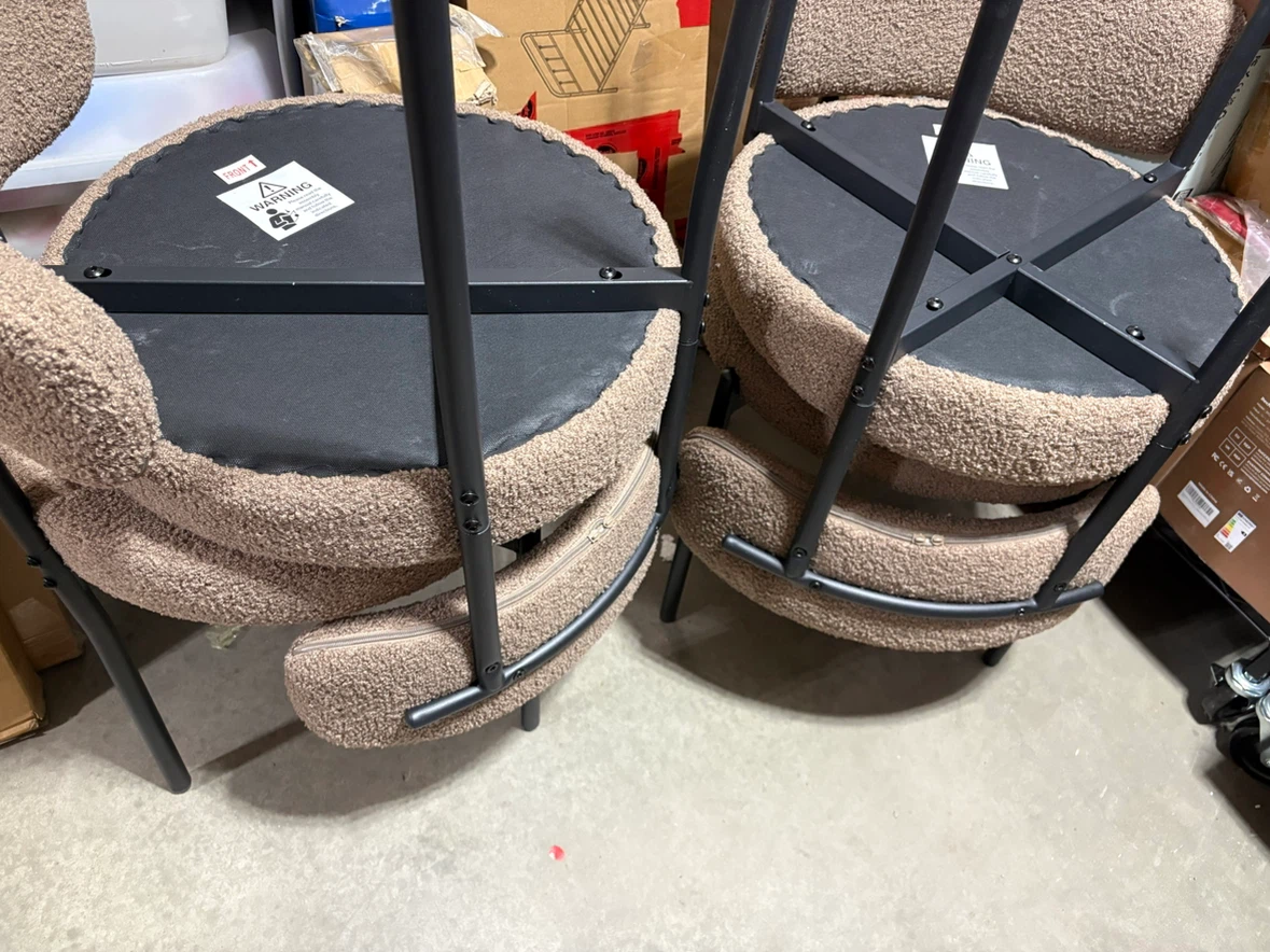 New Assembled Set of 4 Dining Chairs, Round Bouclé Chairs - photo 4