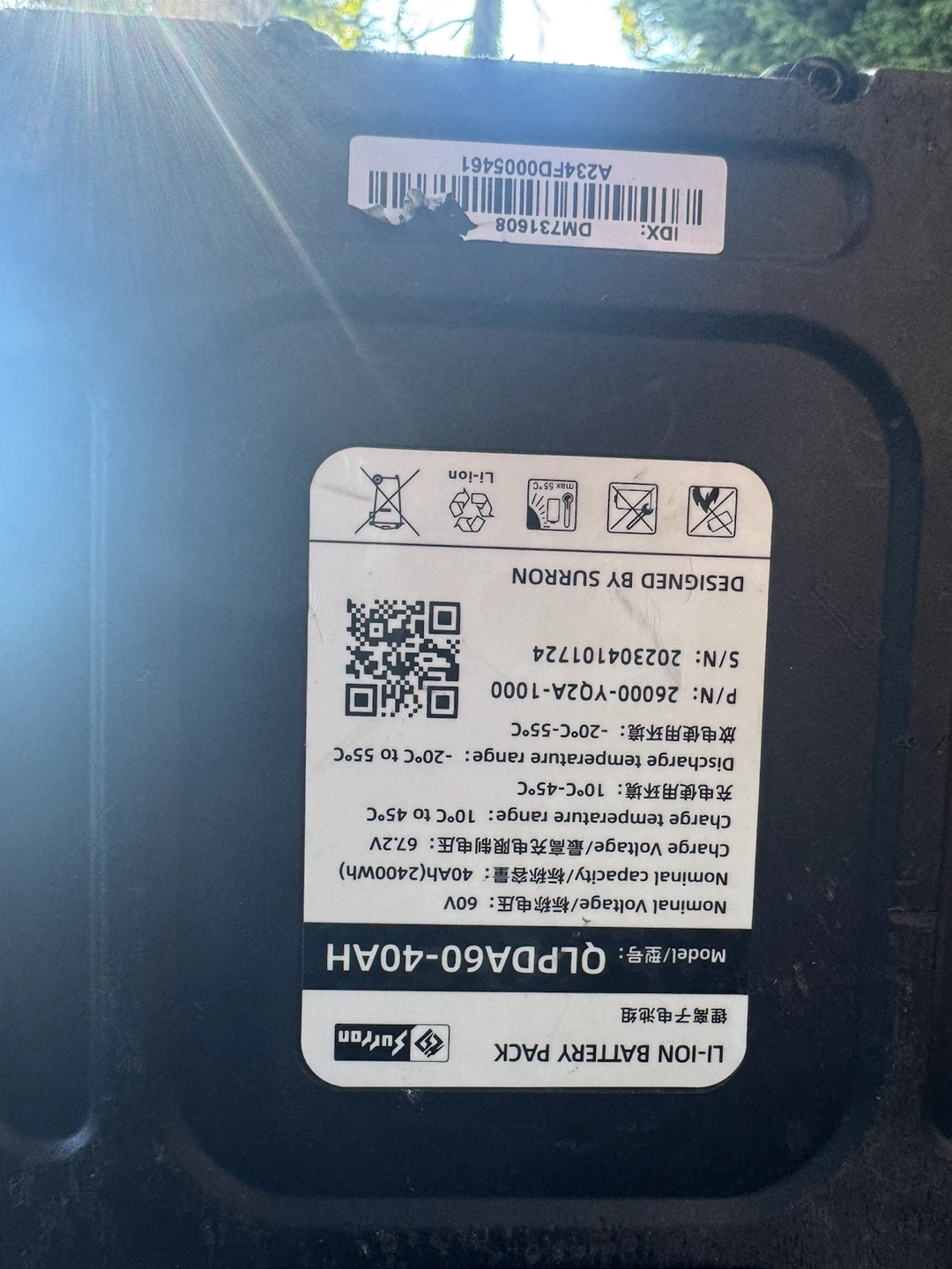 Sur-Ron QLPDA60-40AH 60V Lithium-Ion Battery Pack - photo 5