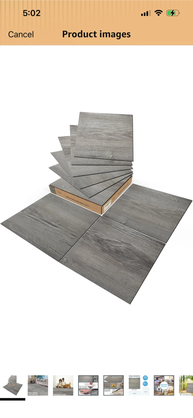 New-21 Pack Grey Wood Grain Peel and Stick Floor Tiles