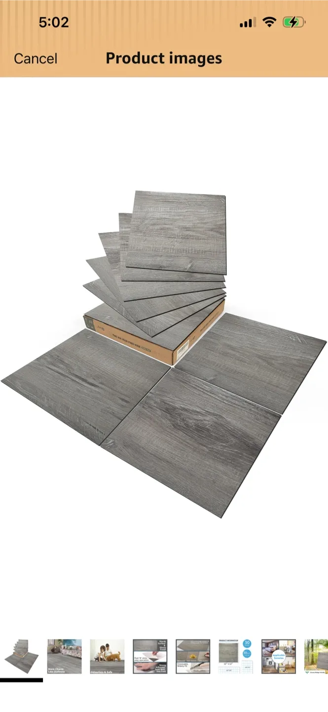 New-21 Pack Grey Wood Grain Peel and Stick Floor Tiles