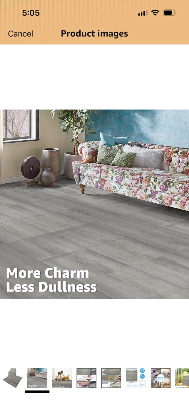 New-21 Pack Grey Wood Grain Peel and Stick Floor Tiles - photo 2