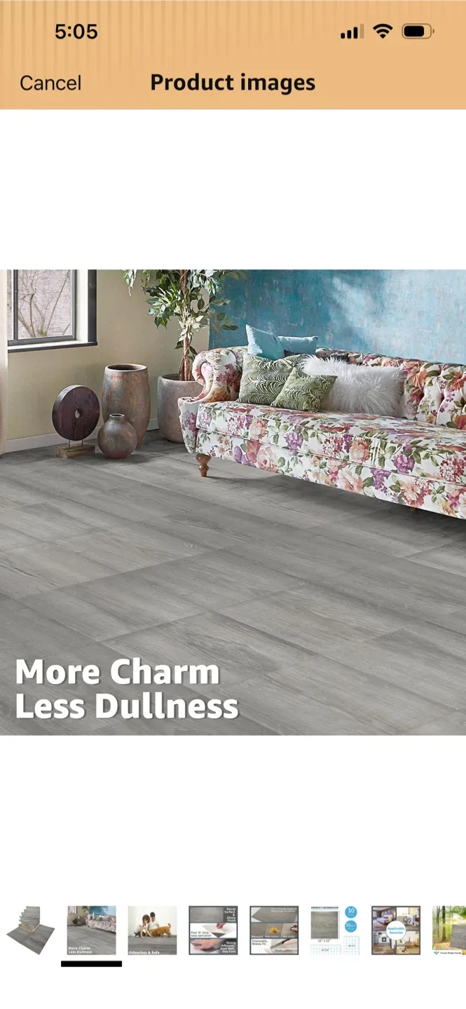 New-21 Pack Grey Wood Grain Peel and Stick Floor Tiles - photo 2