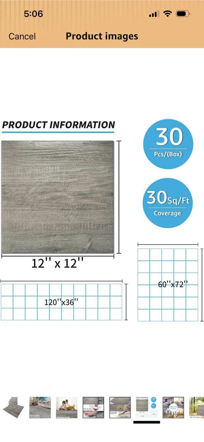 New-21 Pack Grey Wood Grain Peel and Stick Floor Tiles - photo 3