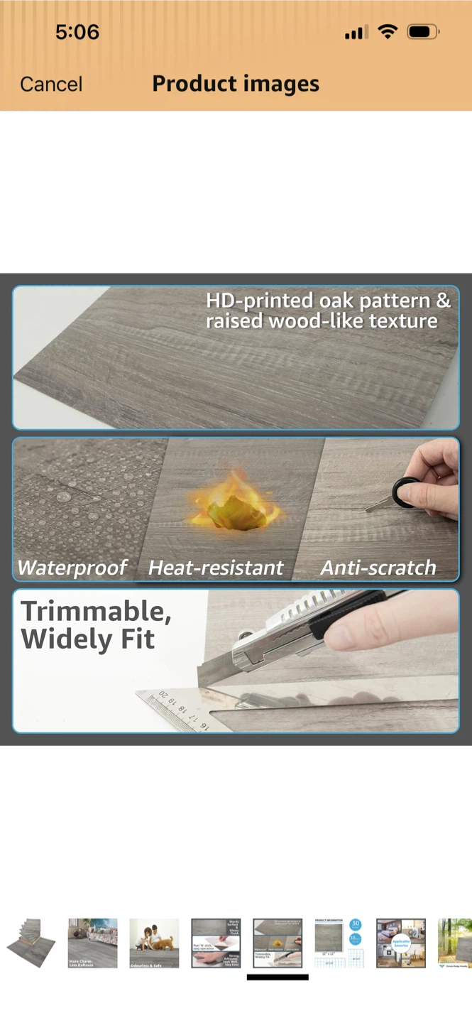 New-21 Pack Grey Wood Grain Peel and Stick Floor Tiles - photo 4