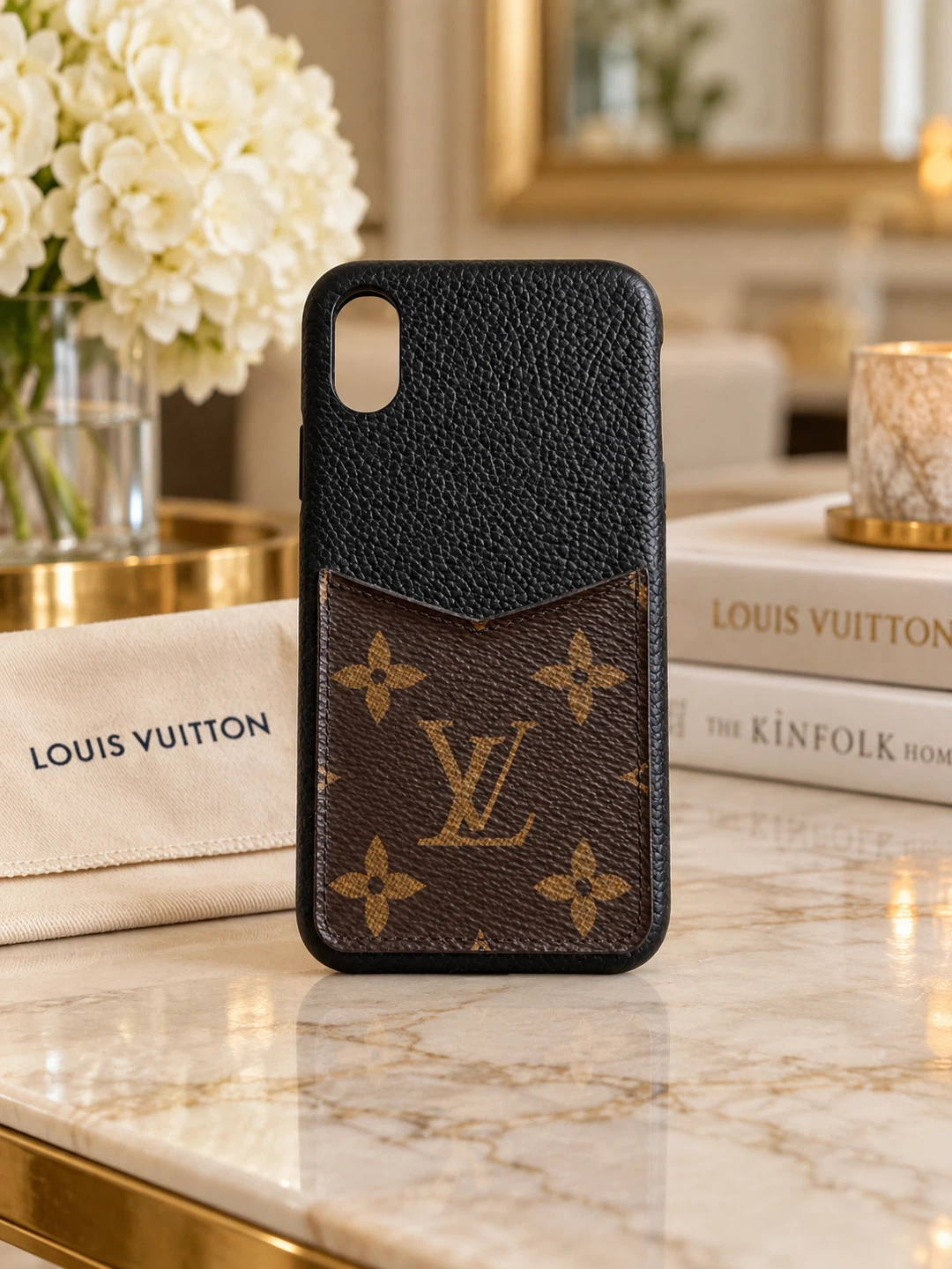 Louis Vuitton Monogram iPhone X/XS Bumper Case Black Leather