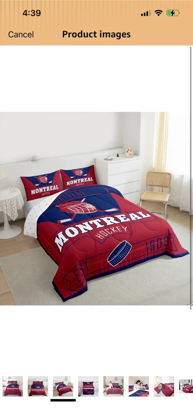 Brand New-Montreal Hockey Themed 7 pcs Comforter Set - photo 2