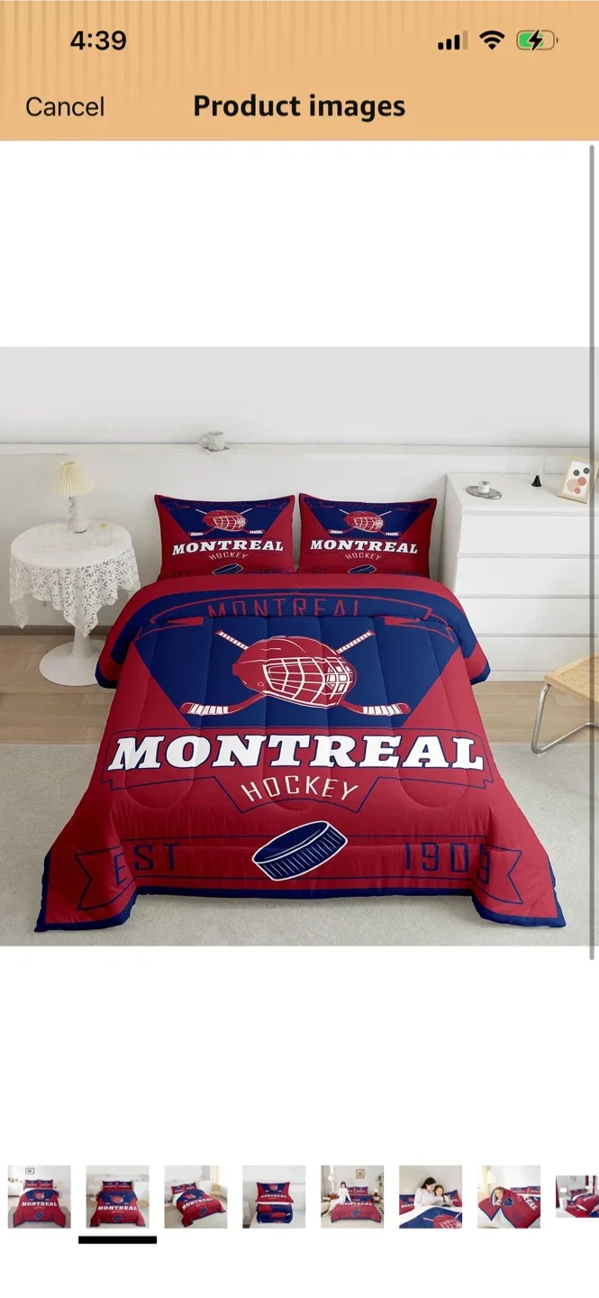 Brand New-Montreal Hockey Themed 7 pcs Comforter Set - photo 3