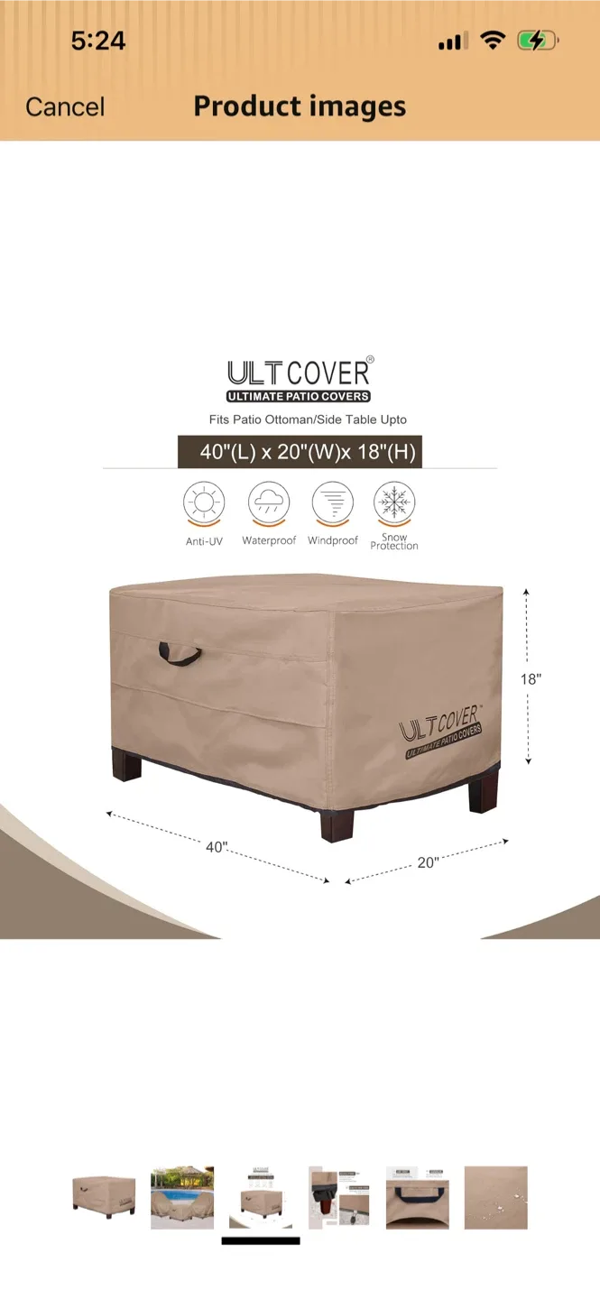 New-ULTCOVER Waterproof Patio Ottoman/Side Table Cover