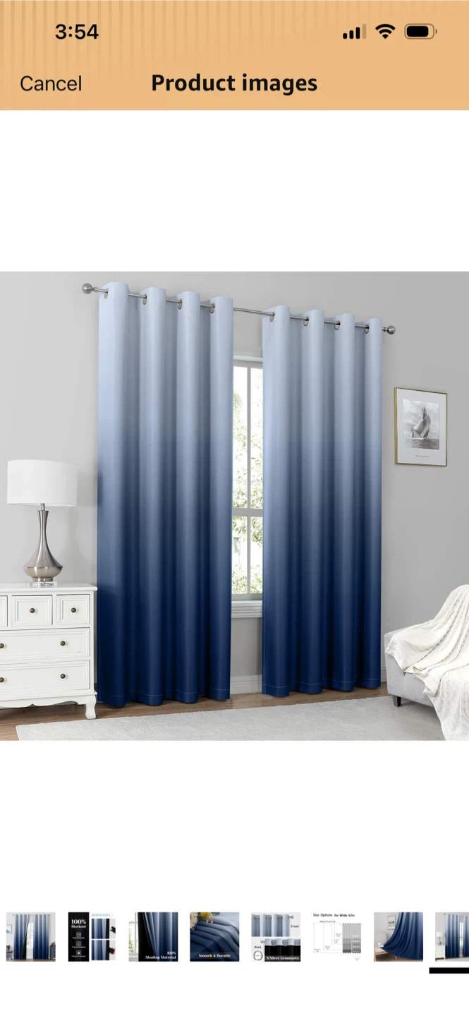 New-HOMEIDEAS Navy Blue 💯 %Blackout Curtains