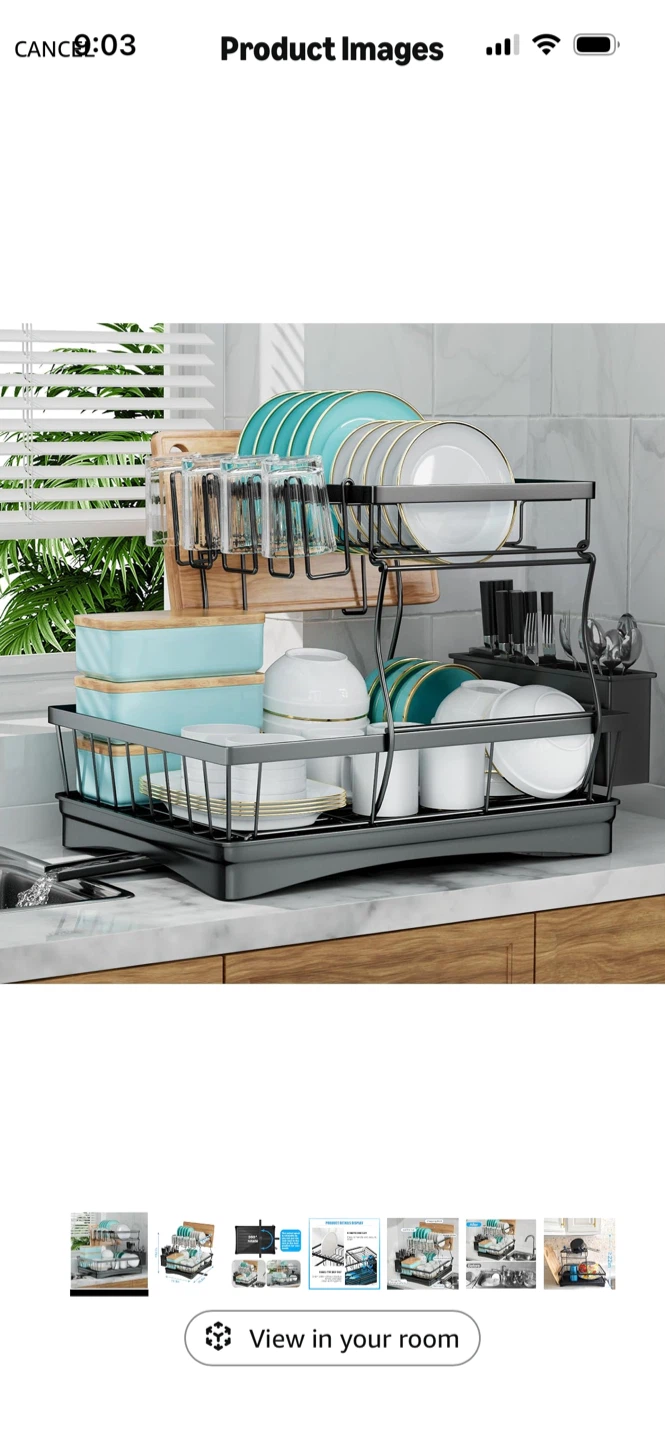 New-Two-tier metal dish drying rack