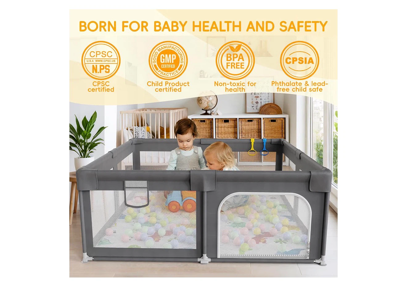 Palopalo 59x59 inch Large Baby Playpen - photo 3