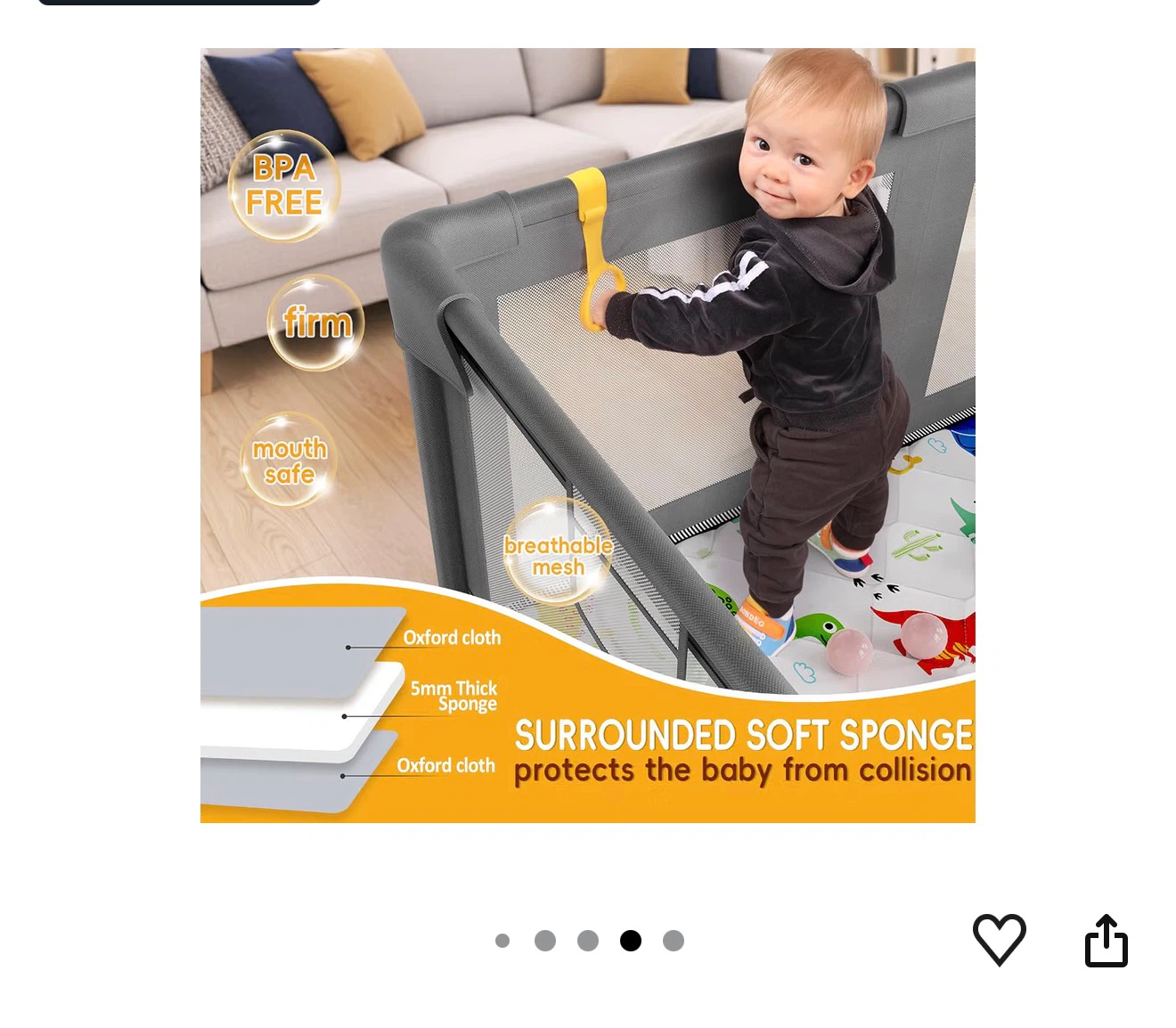 Palopalo 59x59 inch Large Baby Playpen - photo 4