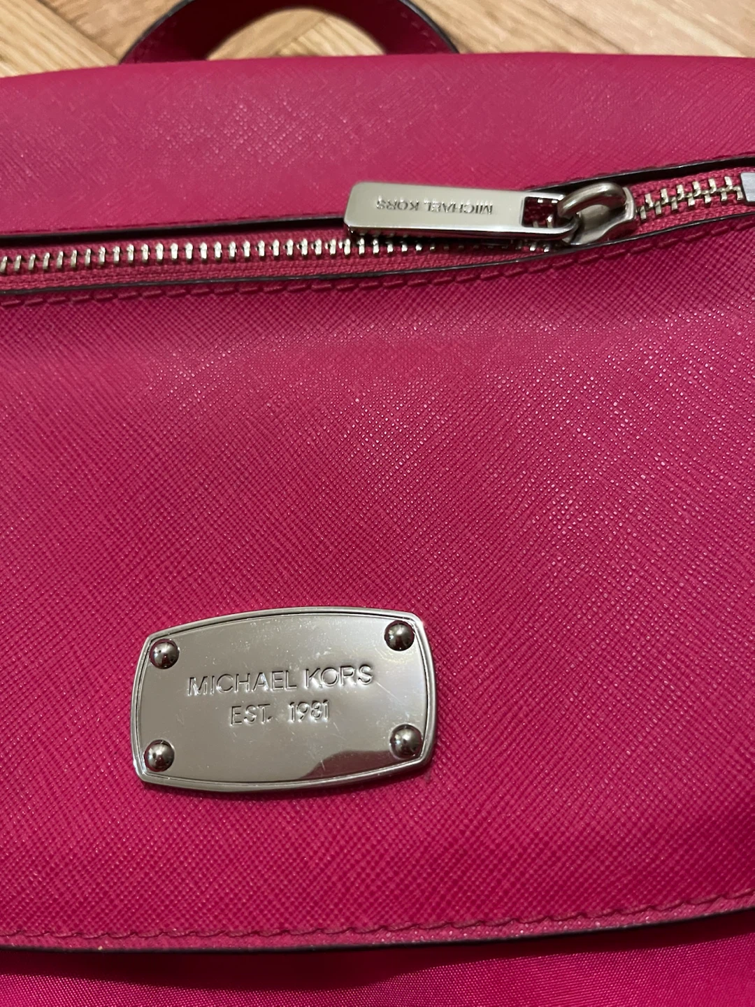 Michael Kors Barbie Fuchsia Pink Nylon Backpack Silver Hardware - photo 3