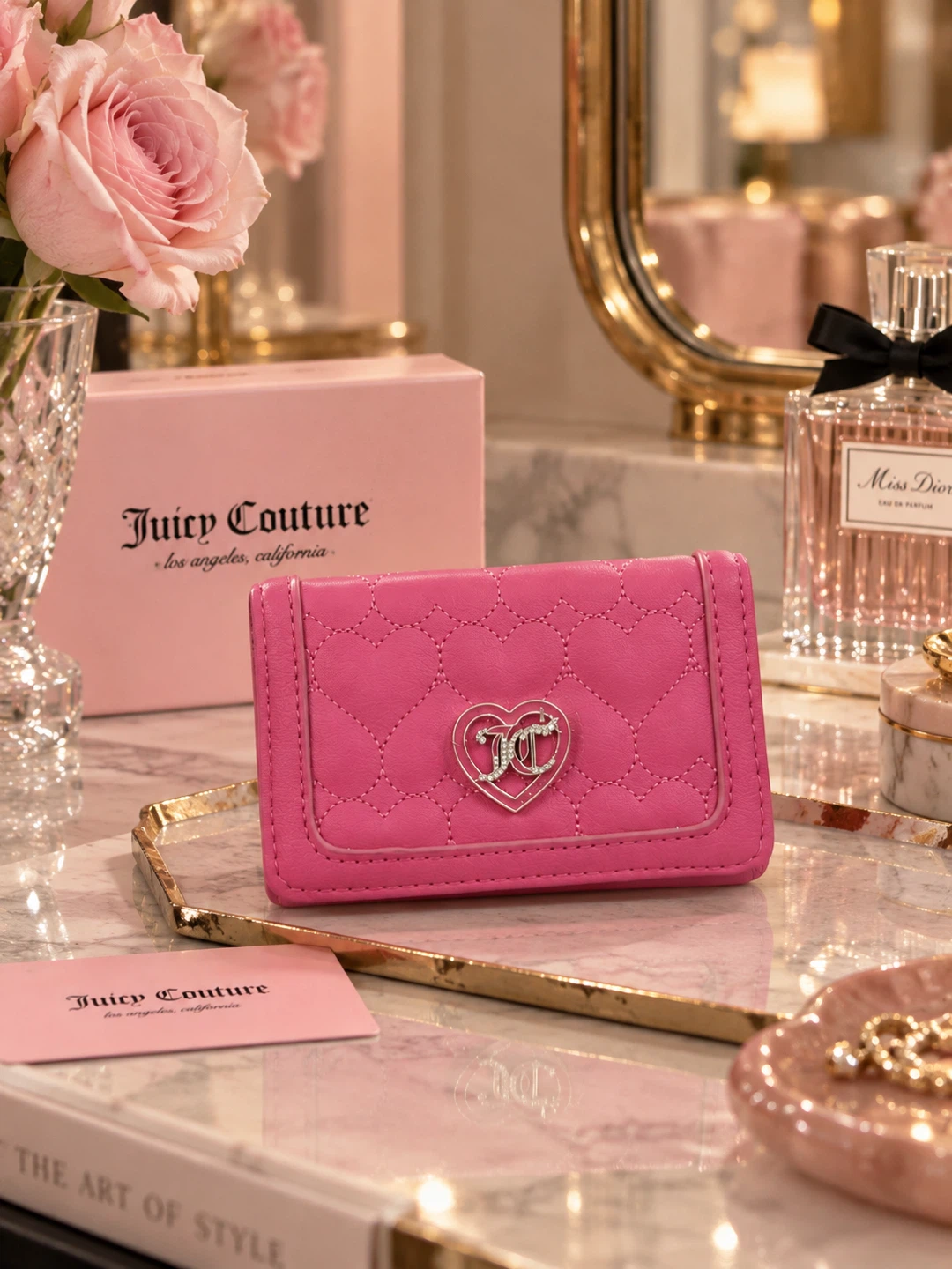 Juicy Couture Flawless Heart Quilted Bifold Wallet NWT